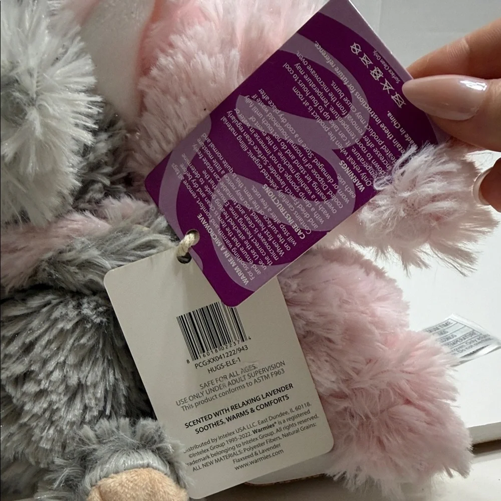 Warmies Hugs Plush Small Pet Toy - Pink and Gray Cuddly Elephant Pair